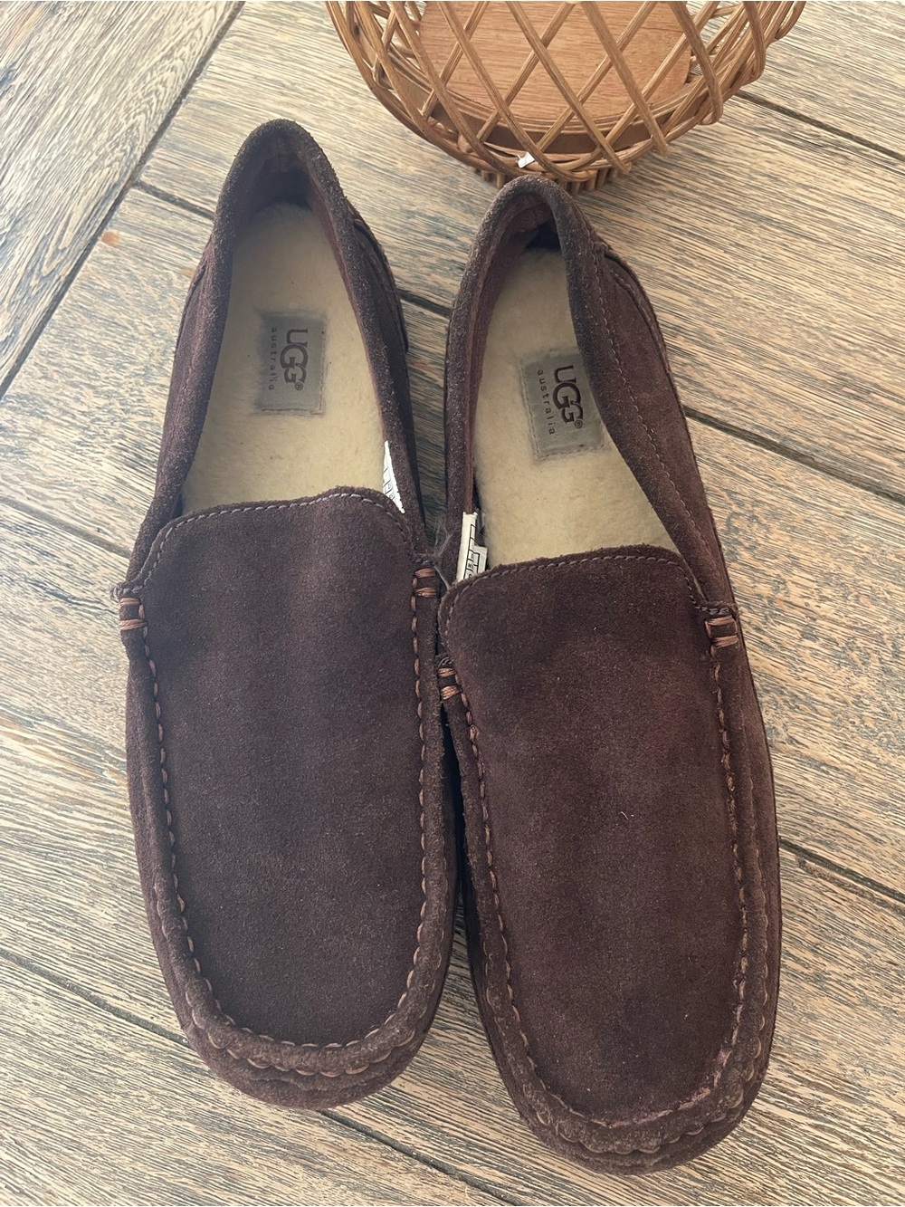 UGG Men’s Dark Brown Suede Slip-On Loafers